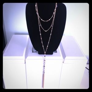 Tassel necklace with matching earrings.